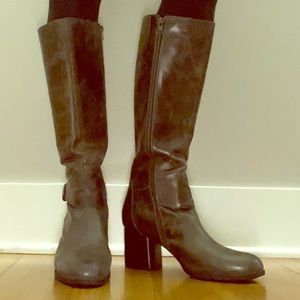 BORN CROWN SERIES TALL BOOTS - GREY LEATHER - 10M